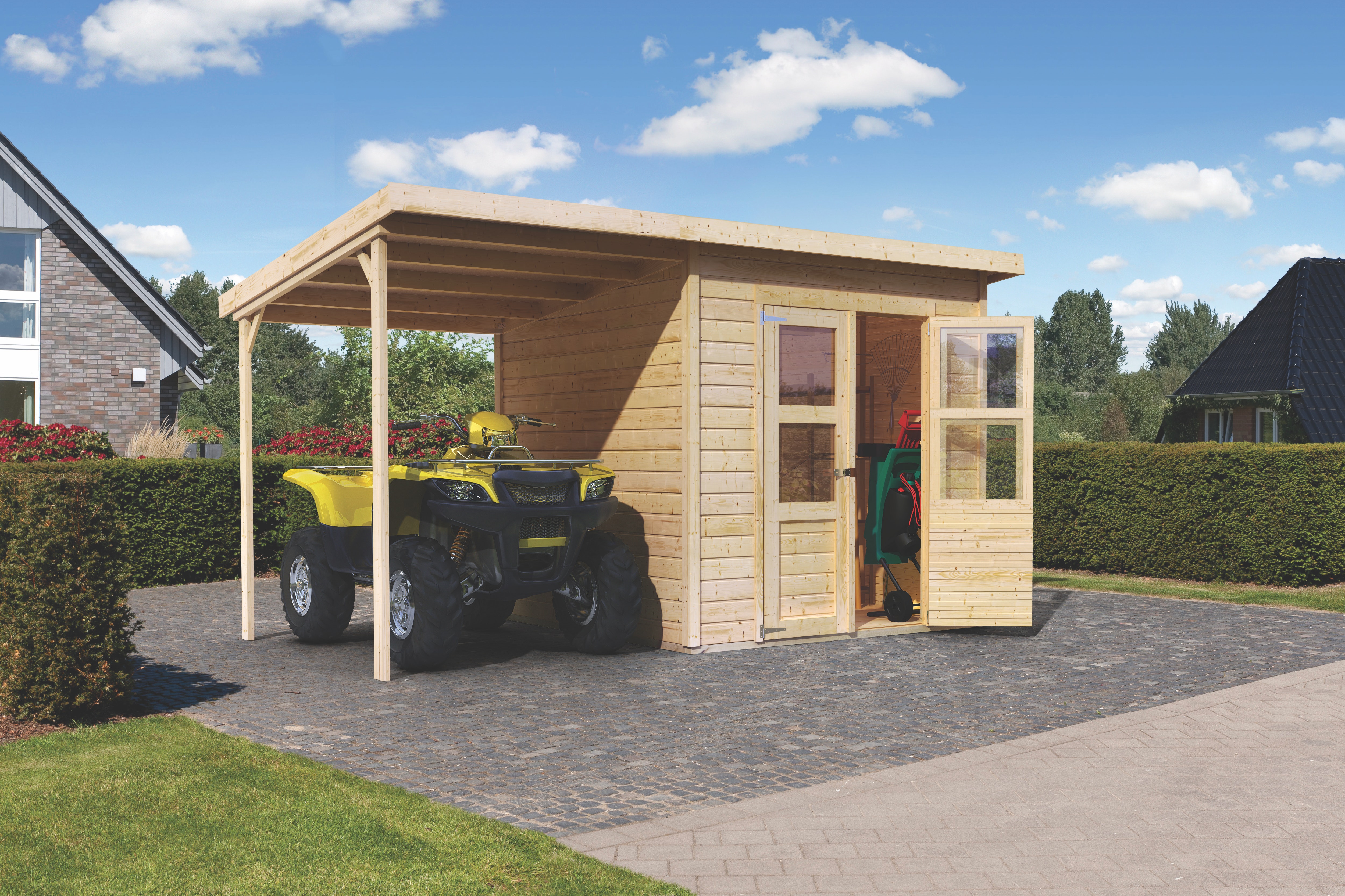 Karibu Blockbohlenhäuser mit Wandstärke 14 mm