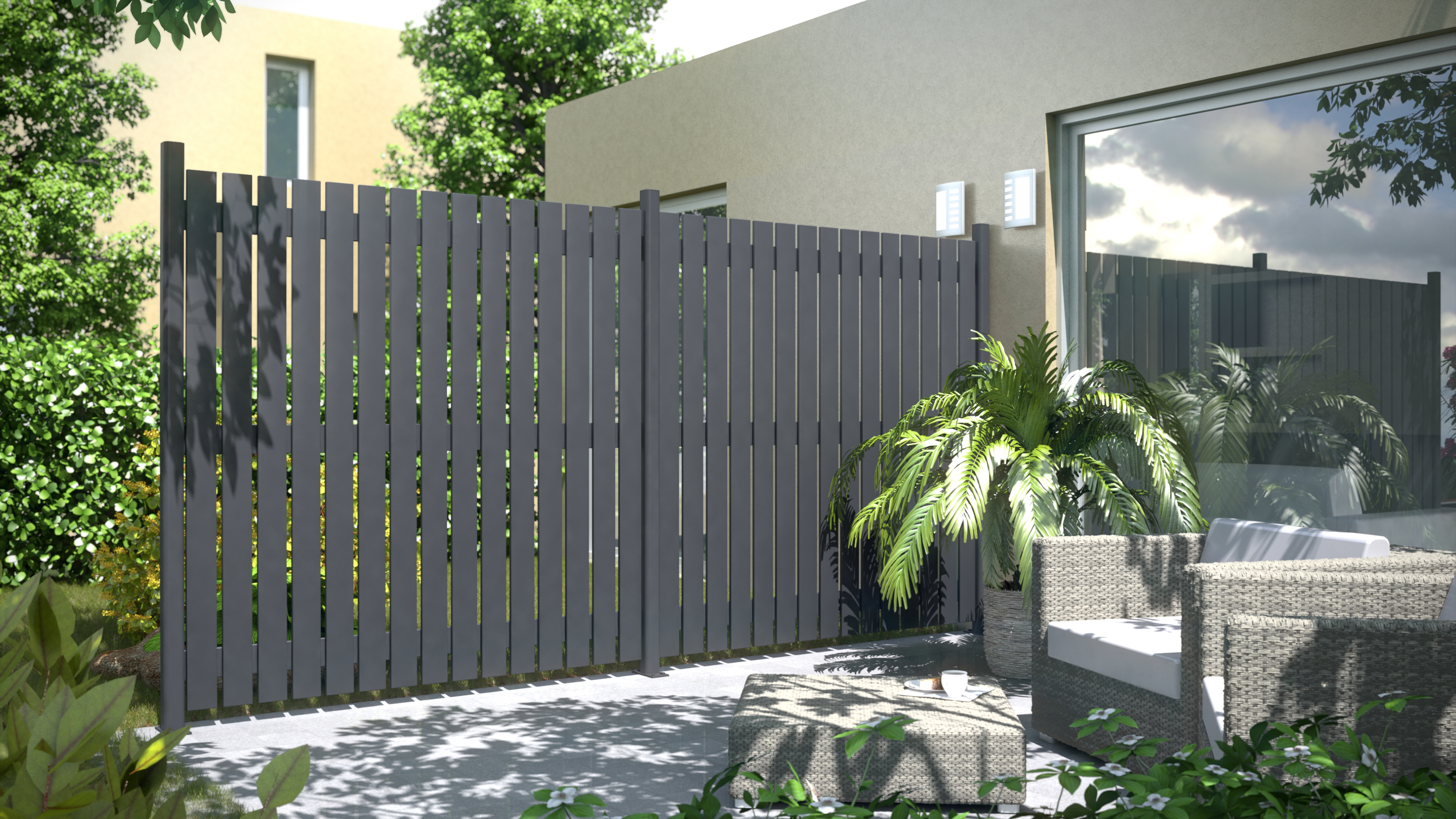 TraumGarten Fertigzaun Squadra Aluminium Sichtschutz Zaun
