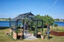 Juliana Gewächshaus Premium anthrazit - 3 mm Sicherheitsglas - für Mauer - 13,0 m²