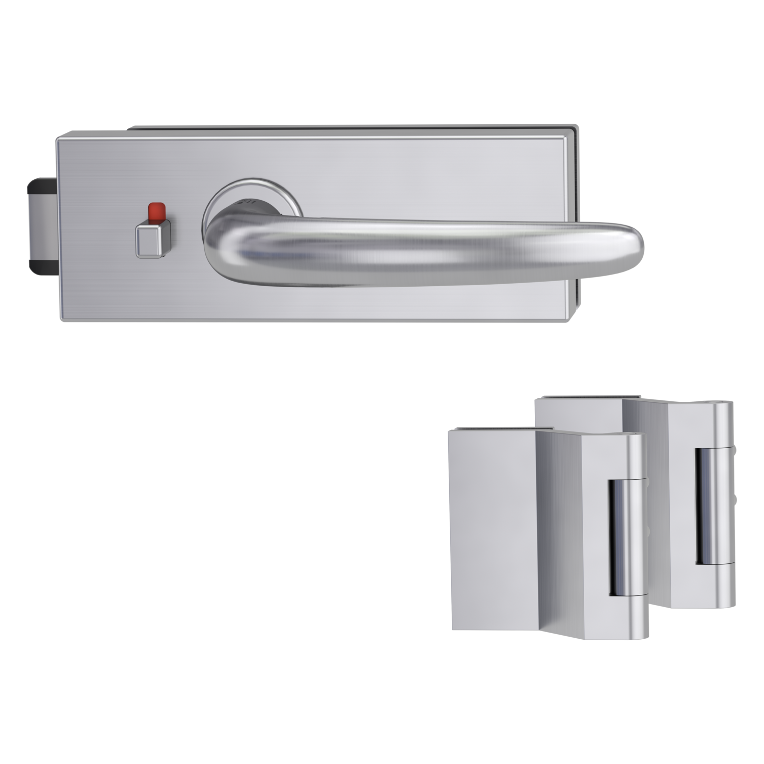 Griffwerk PURISTO S -Edelstahl matt Ganzglastürbeschlagset -3-teiliger Bandsatz -mit Griff DESM ULMER GRIFF PROF -EM -sm...