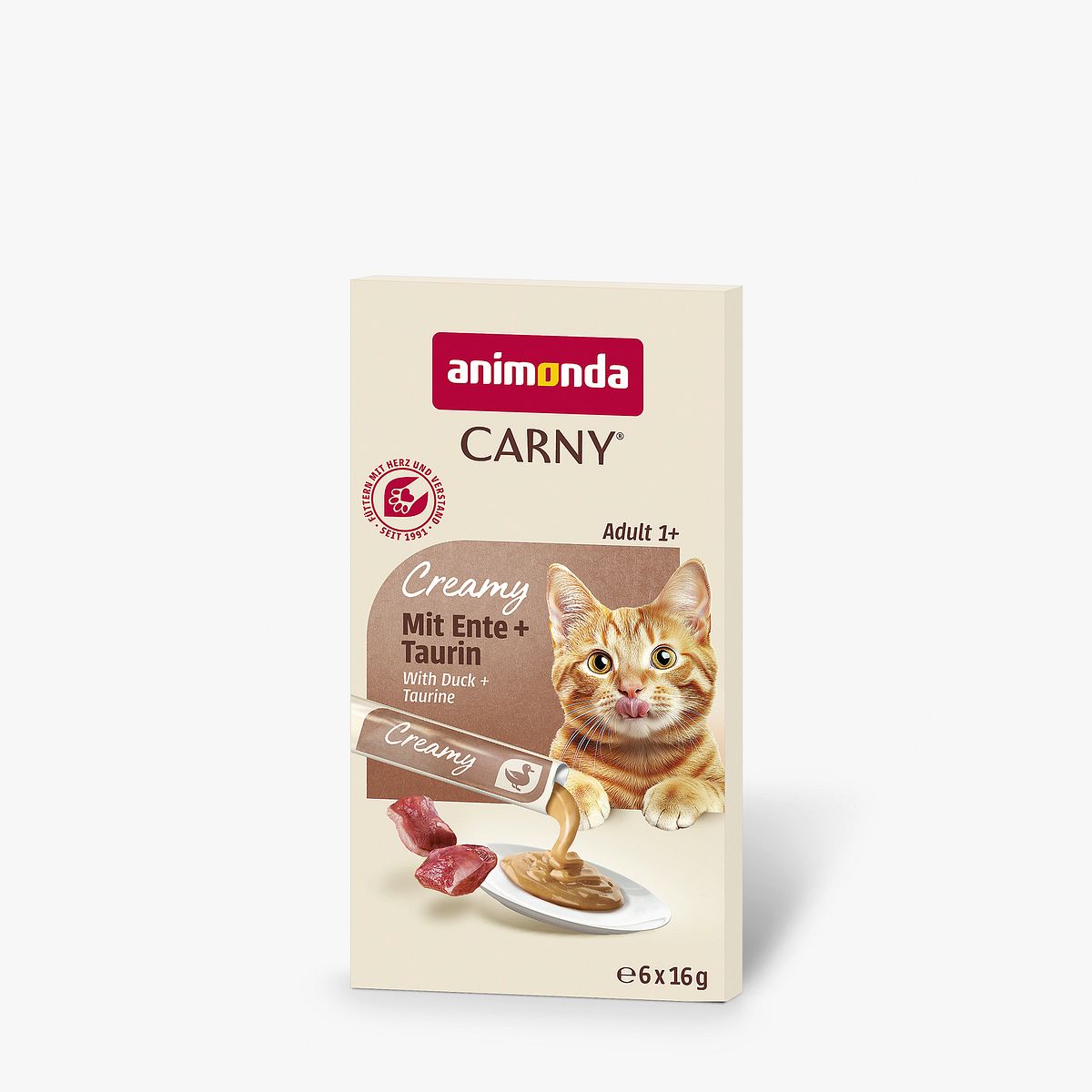 animonda Carny Adult Creamy - Sparpaket 24 x 16 g Ente & Taurin Katzensnacks - Image 4