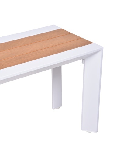 Garden Pleasure Bank VENICE 180 cm, Aluminium Weiß / Nonwood Teak-Optik