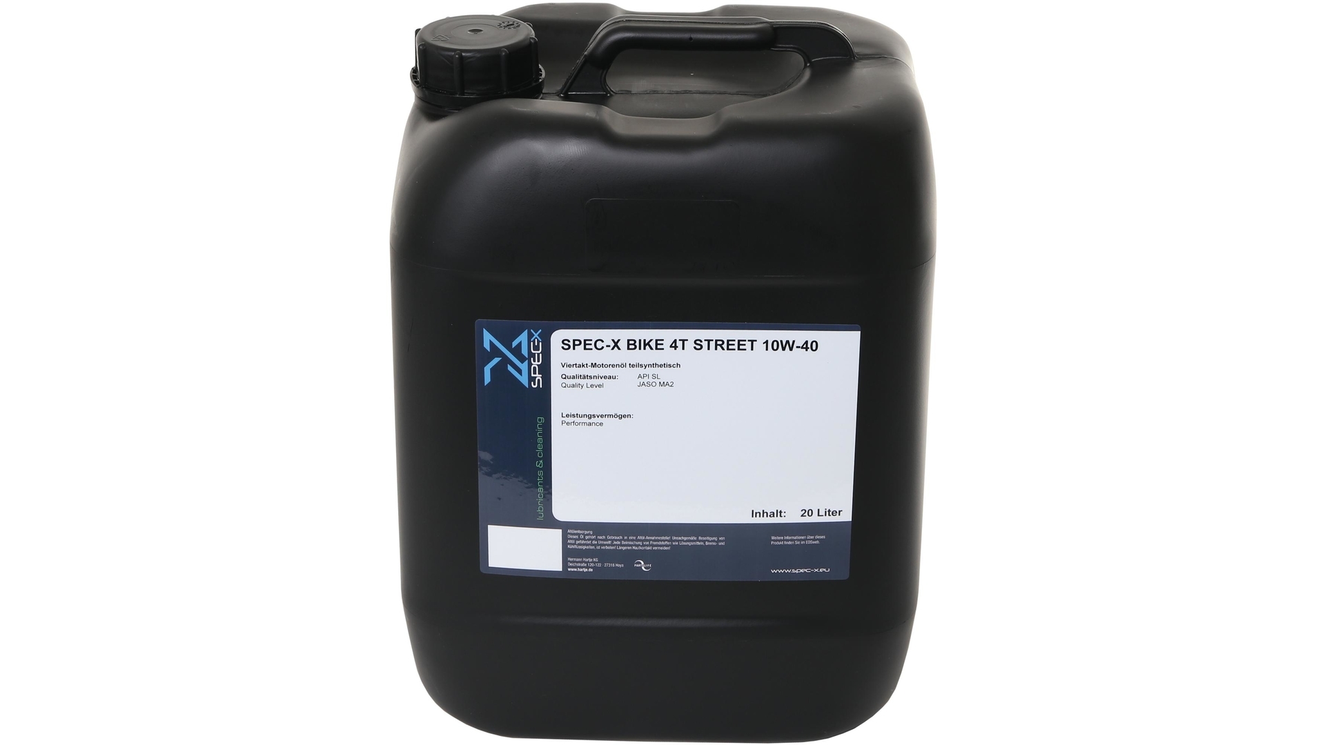 Spec-X Motoröl Bike 4T Street 20 Liter 10W-40 Teilsynthetisch