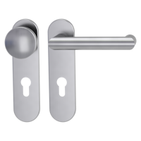 Griffwerk LUCIA PROFESSIONAL Schraubtechnik FS Panik -Edelstahl matt  Kurzschild-Garnitur -Schraubt. -Knopf R2 -WR -Stift 9mm -TS 38-50mm