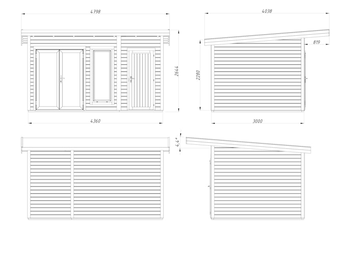 Palmako Gartenhaus Aurelia 12,4 m² - 44 mm
