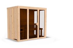 Karibu Sauna Irava 3 - 68 mm Systemsauna - 230 Volt Plug & Play Bronzierte Ganzglastür Ohne Dachkranz Ohne Ofen inkl. gratis Zubehörpaket im Wert von 126,96€