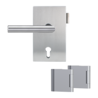 Griffwerk QUATTRO 1.0 -Edelstahl matt Ganzglastürbeschlagset -Office/Office -mit Griff LUCIA PROF EM -PZ li