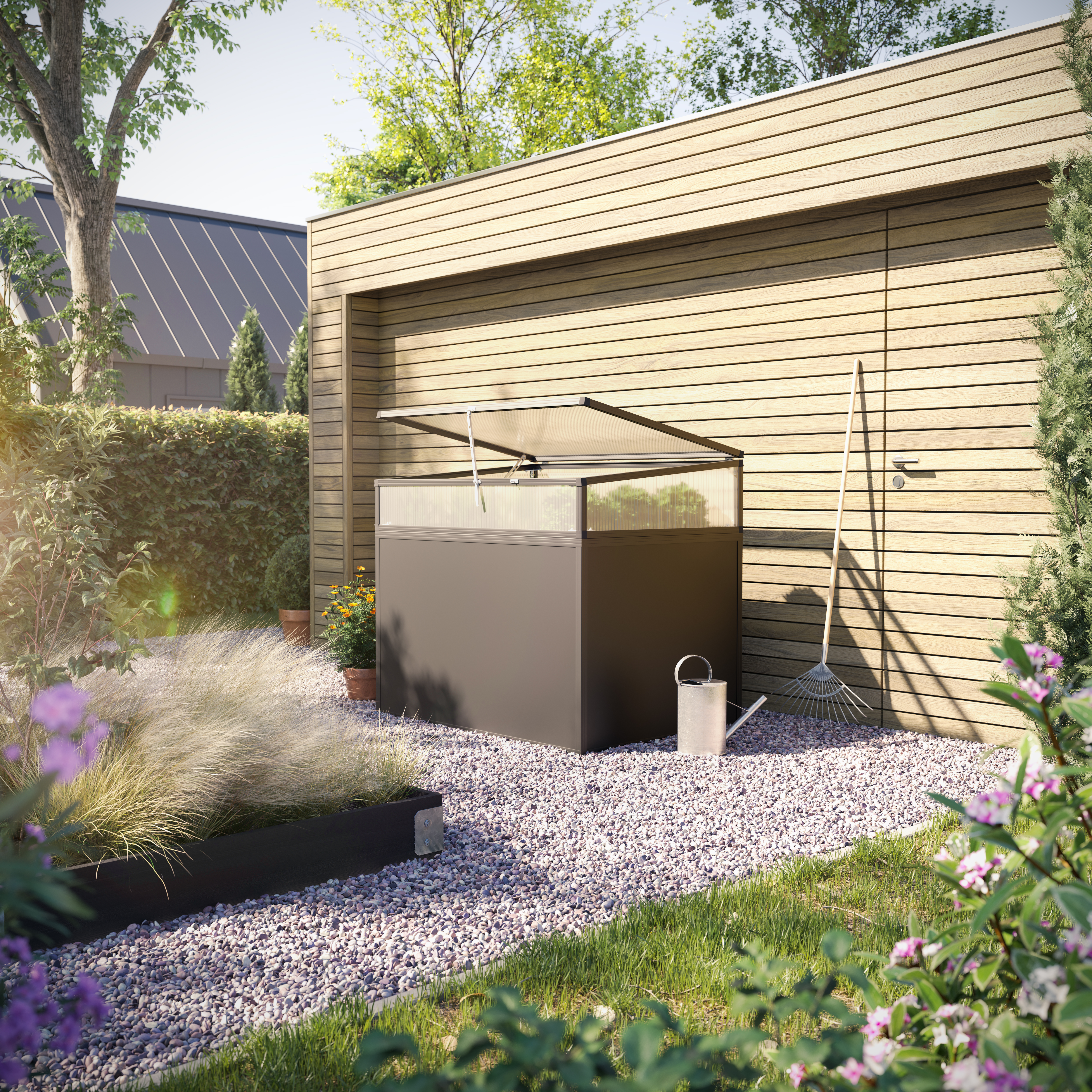 KGT Frühbeet Aufsatz für Aluminium Hochbeet 130 Profile anthrazit (B1,21 x 0,91x H0,77 m - 700 l)