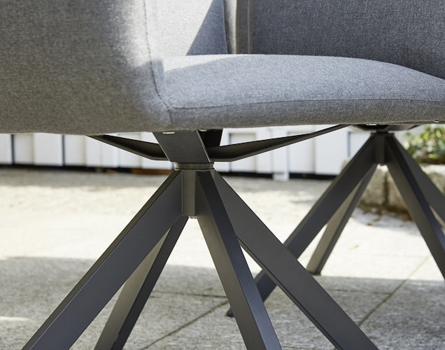 Diamond Garden Dining-Set ARONA, Edelstahl Dunkelgrau / Tuvatextil® (100 % Polyacryl) Grau / HPL