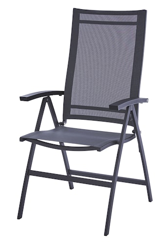 Diamond Garden Hochlehner VALENCIA, Edelstahl Dunkelgrau / Sunproof Sling / Alu-Armlehnen
