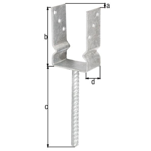 Alberts® U-Pfostenträger Holzschutz 150x60x4mm Betonanker Riffelstahl für verschiedene Pfostenstärken