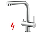 Vorschaubild NIEDERDRUCK 3 Wege Wasserhahn Küchenarmatur, Edelstahl Massiv, 360° schwenkbarem L-Auslauf, Gebürstet