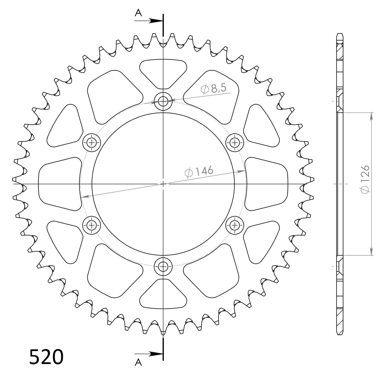 Supersprox Alu-Kettenrad 520 51Z (Gold)