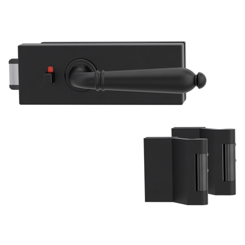 Griffwerk PURISTO S -Graphitschwarz Ganzglastürbeschlagset -3-teiliger Bandsatz -mit Griff CAROLA Schraubt. -GSC -smart2lock