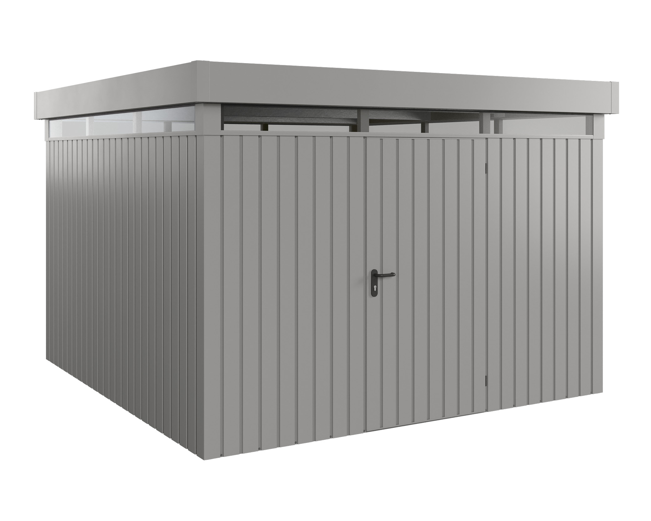 Hörmann Metall-Gerätehaus EcoStar EuroLine EFD mit Flachdach B 310 x T 310 cm (EFD 14) mit Lichtband, Motiv Modern (mit ...