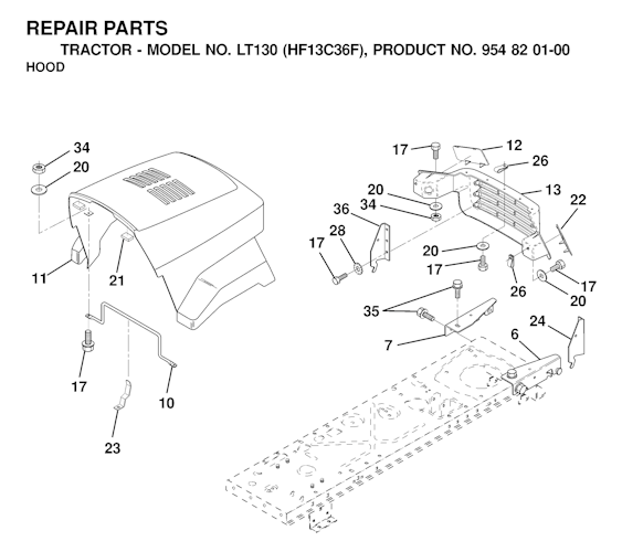 Husqvarna Gartentraktoren LT130, HF13C36F, 954820100, 2000-03