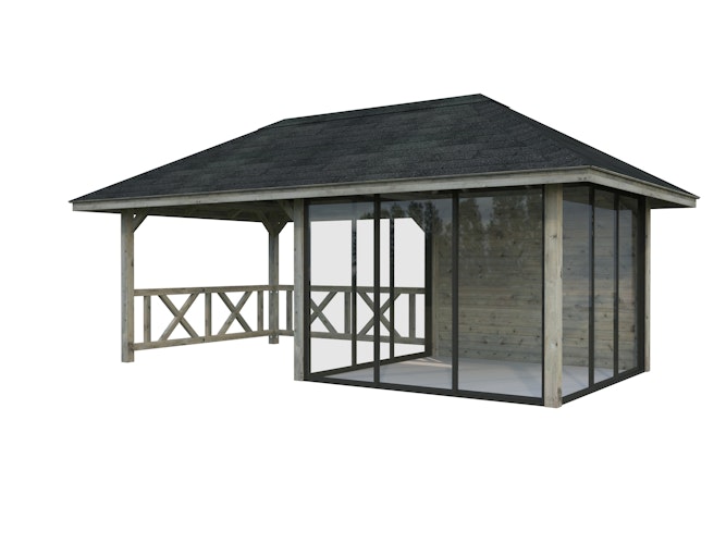 Palmako Pavillon Bianca 16,6 m² Set 504 Slide Plus mit Isolierglas-Schiebetüren