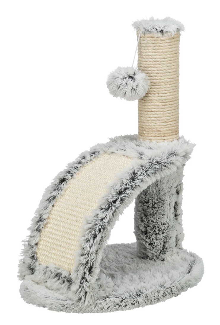 TRIXIE Kratzstamm Winnie mit Bürste, 43 cm, weiß-schwarz