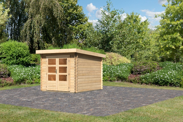 Karibu Woodfeeling Gartenhaus Bastrup 4 naturbelassen - 28 mm