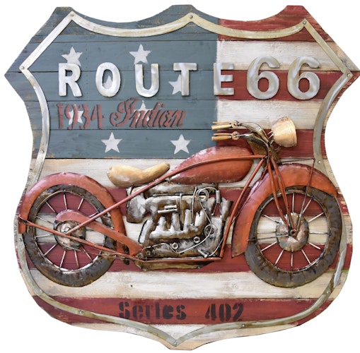 3D Metallbild Motorrad 99 x 98,3 cm, Holz / Stahlblech