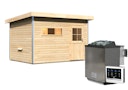 Vorschaubild Karibu Saunahaus Skrollan 2 mit Vorraum naturbelassen inkl. gratis 9 kW Bio-Saunaofen im Wert von 879,99 €