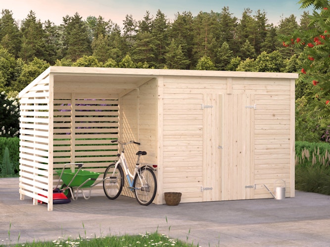 Palmako Gerätehaus Leif 4,5 m² + 2,9 m² Anbau - 16 mm