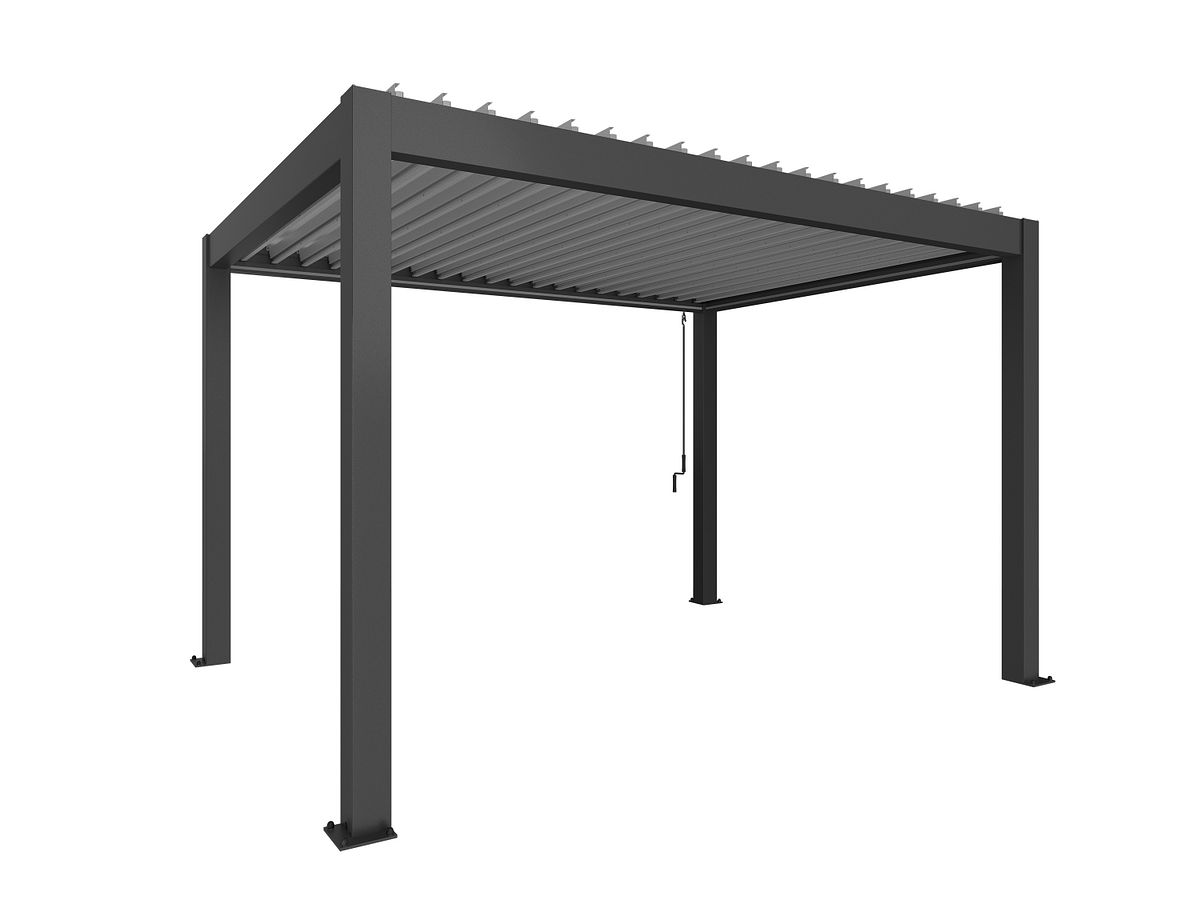 Biohort Pergola B 404,5 x T 312 x H 255 cm (Gr. 4x3) Rahmen: dunkelgrau-metallic / Dachlamellen: silber-metallic