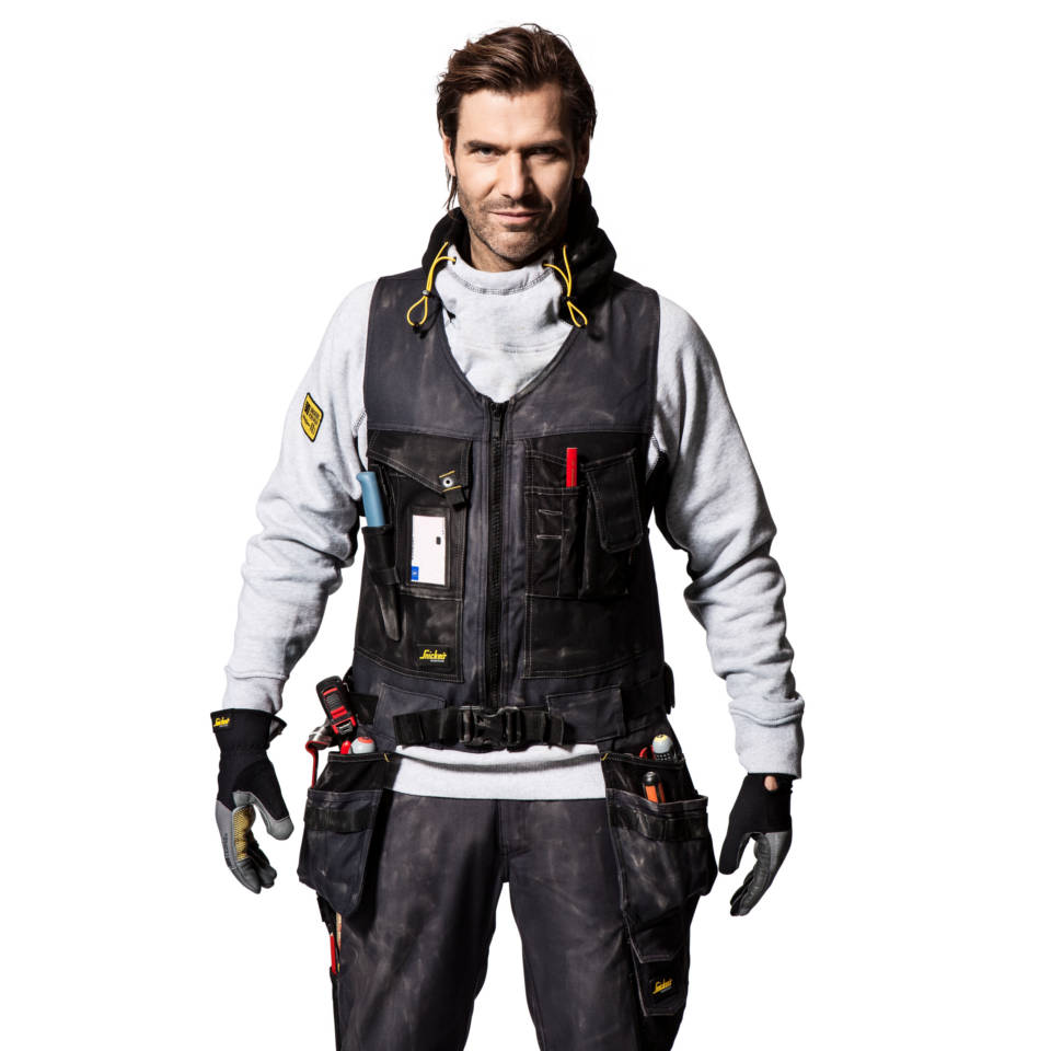 Snickers: Workwear 4254 Werkzeugweste Canvas+ -schwarz-schwarz 0404-XL