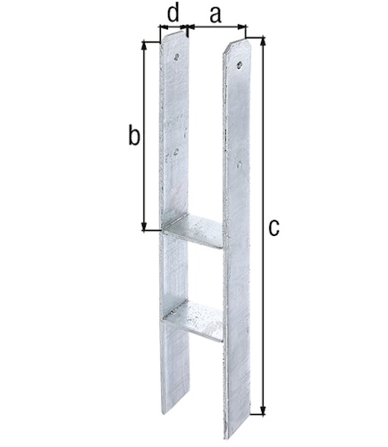 Alberts® H-Pfostenträger 400x80x8mm Gesamtlänge 800mm für verschiedene Pfostenstärken