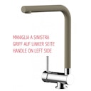 Vorschaubild Wasserhahn Vorfenster Küchenarmatur, Umklappbar 6 CM, LINKER HEBEL, mit 360° schwenkbarem L-Auslauf, Verchromt / Taubengrau Granit