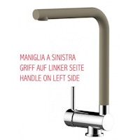 Wasserhahn Vorfenster Küchenarmatur, Umklappbar 6 CM, LINKER HEBEL, mit 360° schwenkbarem L-Auslauf, Verchromt / Taubengrau Granit