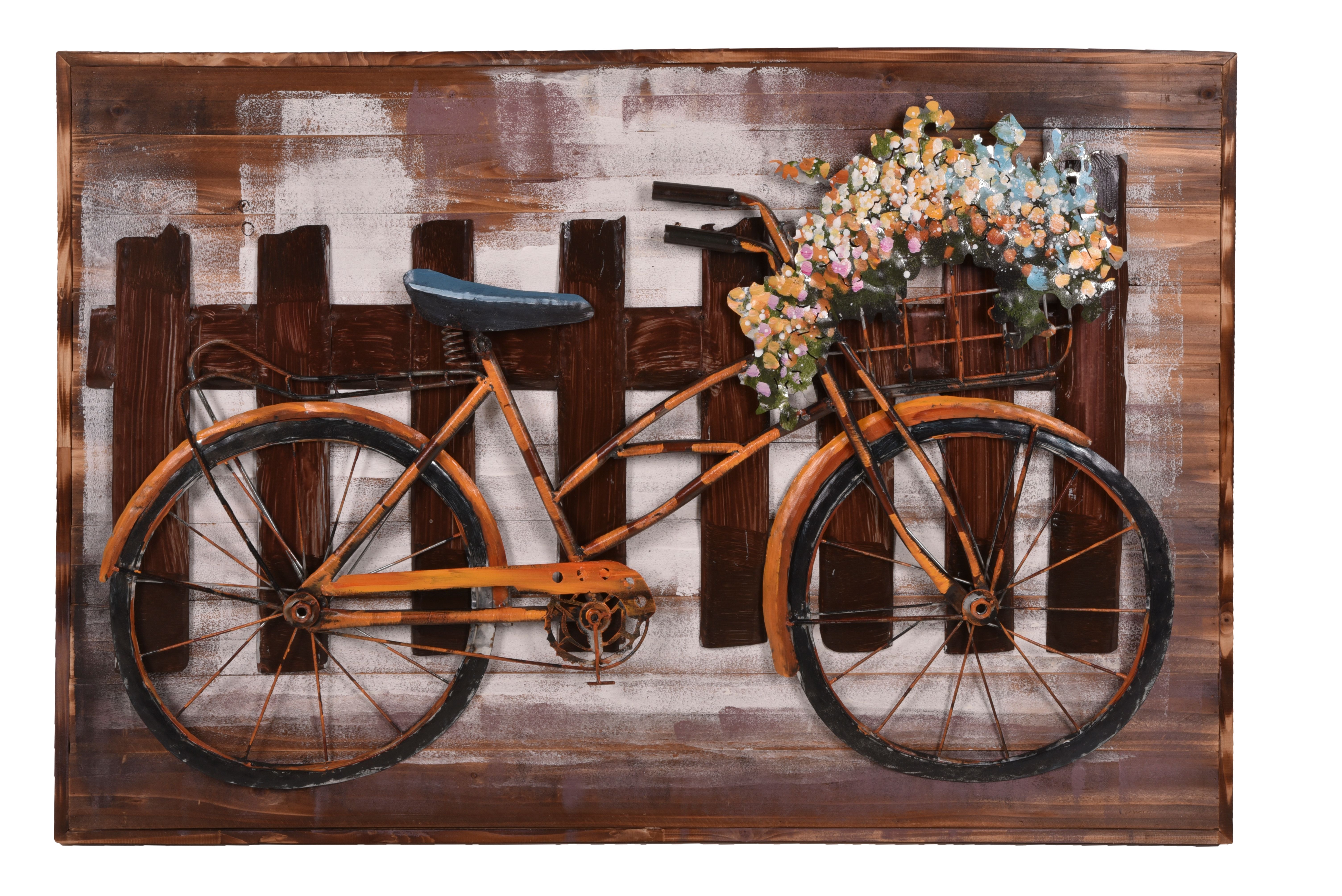 3D Metallbild Fahrrad 120 x 80 cm, Holz / Stahlblech