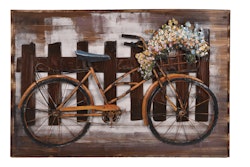 3D Metallbild Fahrrad 120 x 80 cm, Holz / Stahlblech