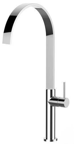 Minimalistischer Wasserhahn Küchenarmatur, TECNO, mit 360° schwenkbarem flachem U-Auslauf, Verchromt