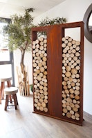 Badeko Holzregal „Lounge“ zweigeteilt in Edelrostoptik