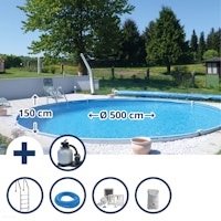 Summer Fun Stahlwand Pool-Set BALEAREN Tiefbecken Ø 500 x 150 cm