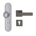 Vorschaubild Griffwerk TITANO Kombi SB_882 ES1 (S2) -Edelstahl matt Kombi-Schutzbeschlag -Knopf/Drücker -mit Griff DESM MINIMAL MODERN -KGR-eckig-R-ZA, 72mm-TS 38-50