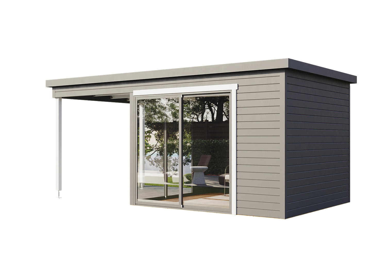 Wolff Finnhaus Gartenhaus Starletta 5232 mit Schiebetüren anthrazit Inkl. Fußboden