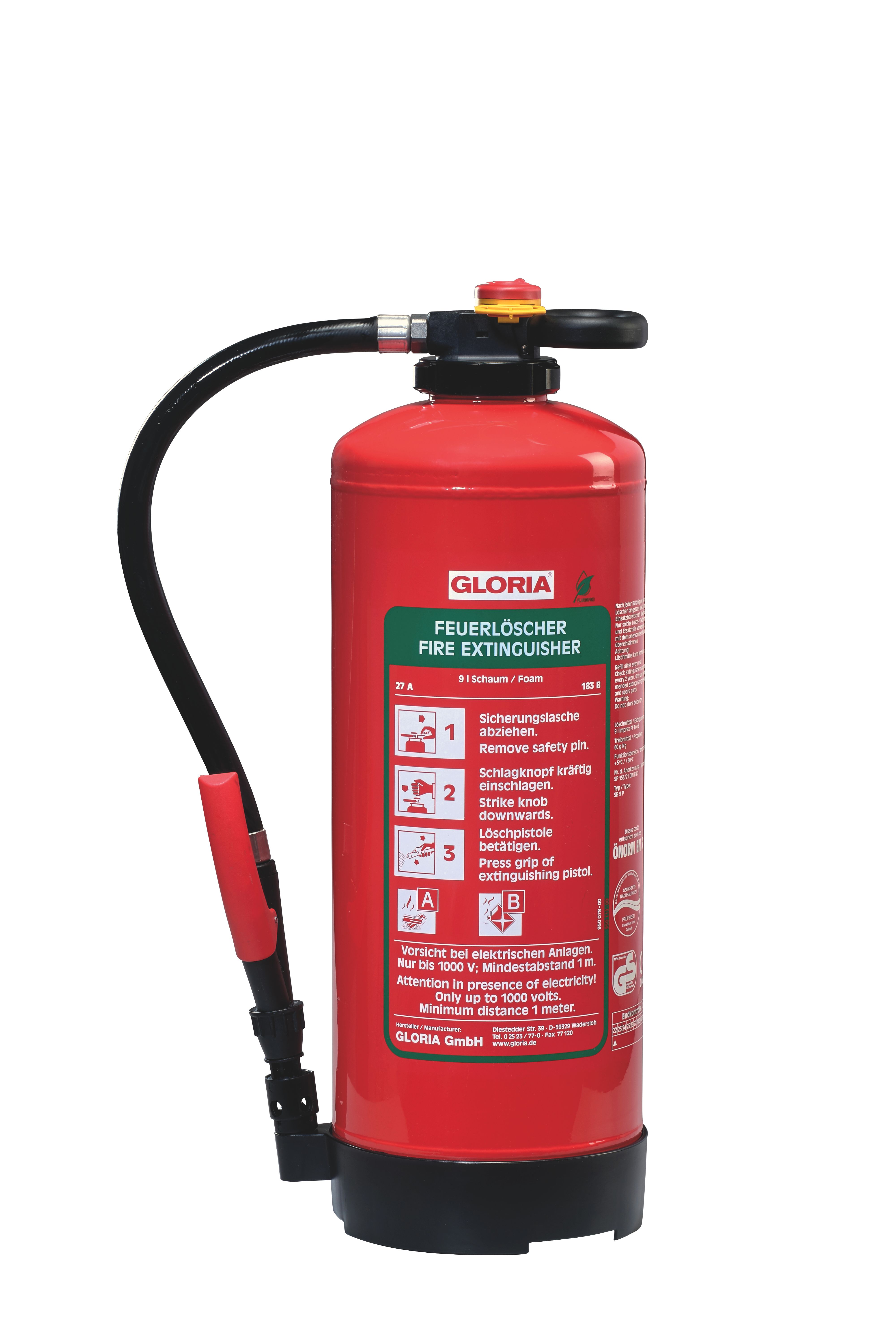 Gloria Schaum-Feuerlöscher SB9 PRO fluorfrei