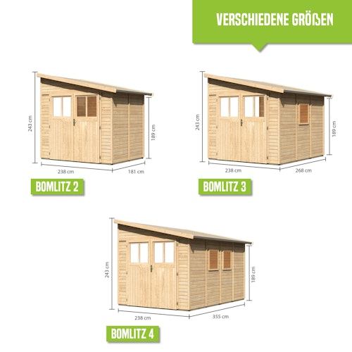 Karibu Premium Gartenhaus Bomlitz 2/3/4 naturbelassen - 19 mm