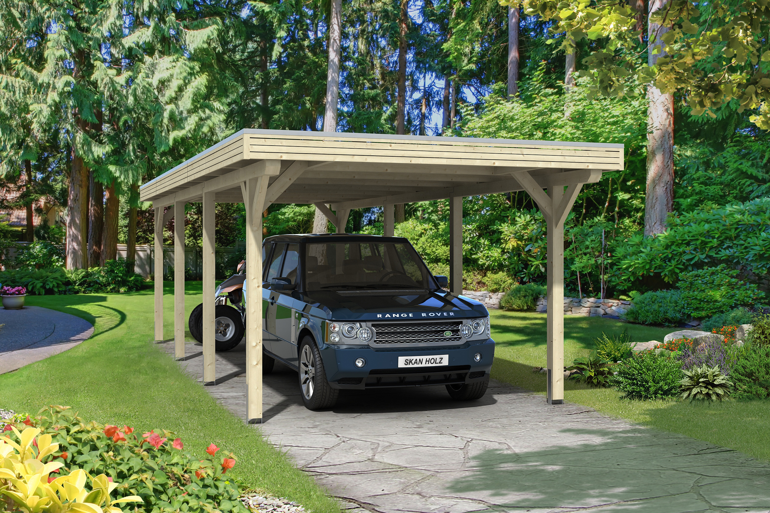 Skan Holz Spessart Einzelcarport Breite 355cm Gr.2 355x846cm unbehandelt Holzcarport