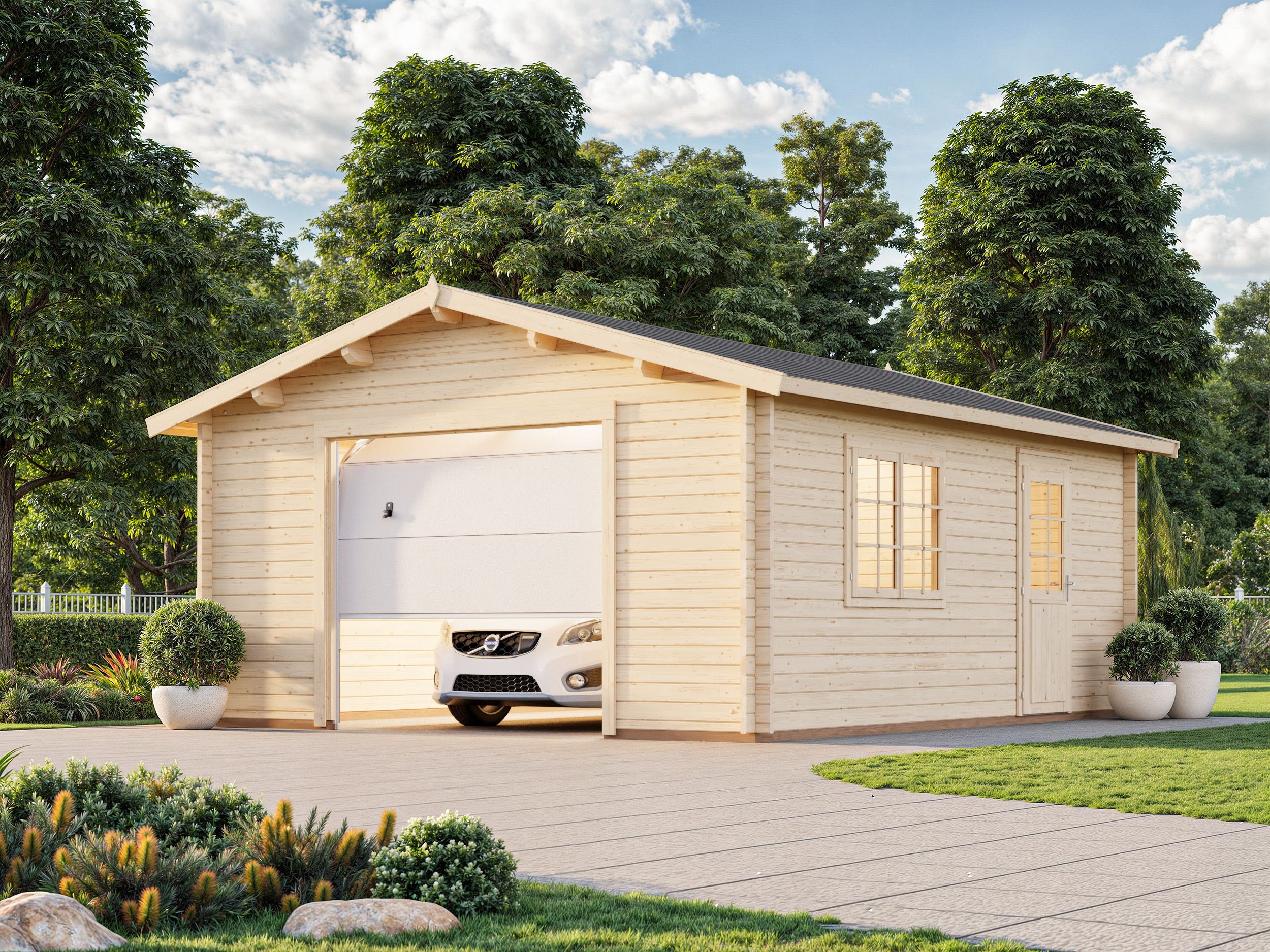 Palmako Garage Roger 23,9 m² - 44 mm - mit Sektionaltor