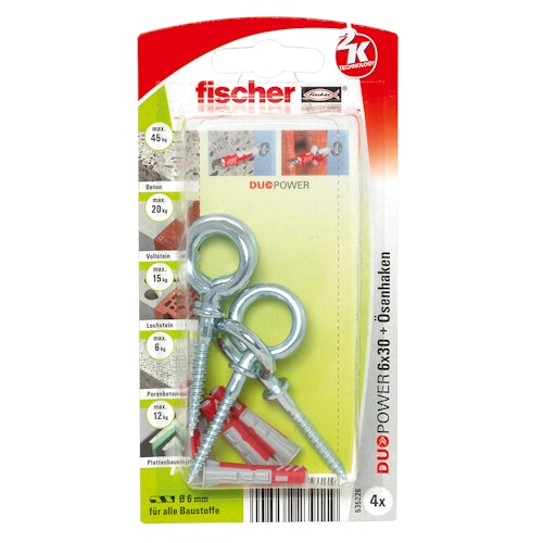 FISCHER Universaldübel Duopower 6x30 OH K (4 Stück)