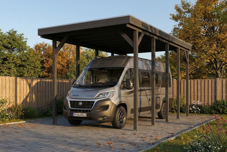 Skan Holz Friesland - Flachdach Caravan-Carport aus Nadelholz Breite 402 cm