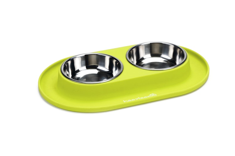 Beeztees Dinnerset für Hunde aus Silikon gelbgrün 31x19cm