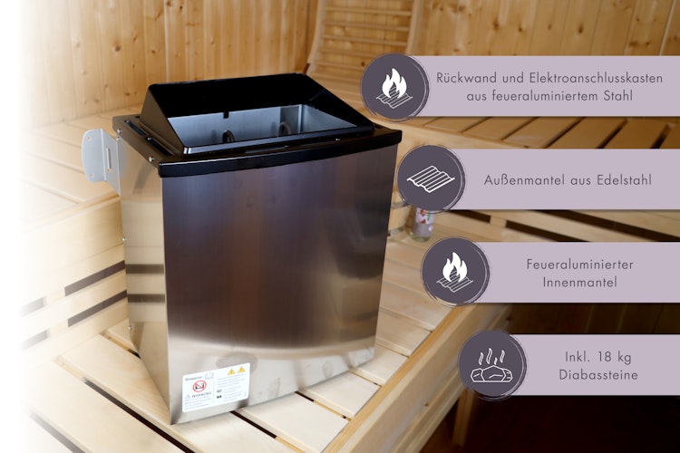 Karibu 9 kW Saunaofen finnisch anthrazit inkl. Huum WLAN Steuergerät mit App-Steuerung