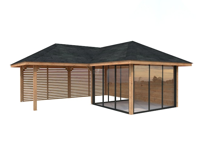 Palmako Pavillon Bianca 24,9 m² Set 511 Slide Plus mit Isolierglas-Schiebetüren