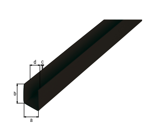 Alberts® U-Profil, Kunststoff, versch. Größen-1 m-Schwarz-18 x 10 mm