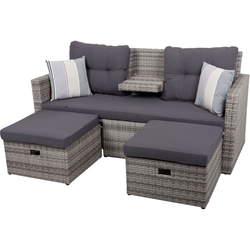 Garden Pleasure Lounge-Sofa VALLETTA, Polyrattan Grau / Kissen Olefin (100 % Polypropylen) Grau