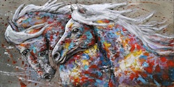 3D Metallbild 2 Pferde 140 x 70 cm, Stahlblech